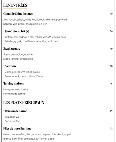 Restaurant Ambassade - menu restaurantambassade