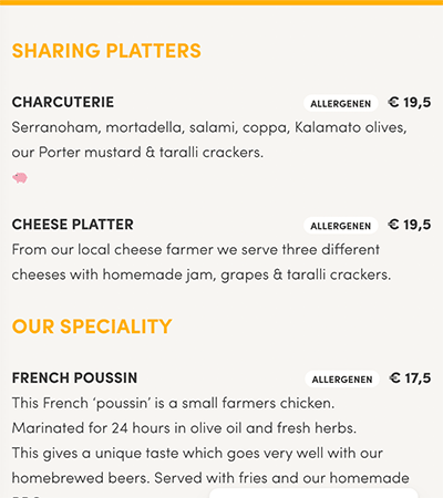 On the menu menu