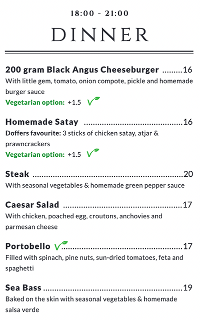 Cafe de Doffer - menu menu